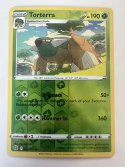 Pokemon - Torterra - 008/172 - Rare - REVERSE Holo - Brilliant Stars -NM/M - New - Image 1