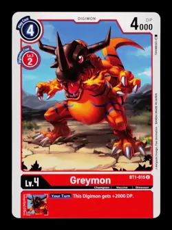 Greymon BT1-015 Red Digimon Card CCG Trading Card - Image 1
