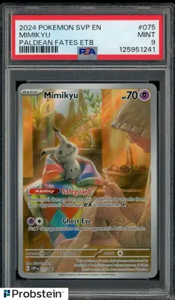 2024 Pokemon SVP EN Paldean Fates ETB #075 Mimikyu PSA 9 MINT - Image 1