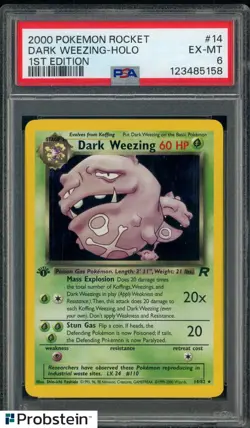 2000 Pokemon Rocket 1st Edition #14 Dark Weezing Holo PSA 6 EX-MT - Image 1