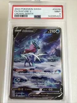 Suicune V Pokemon TCG Crown Zenith Full Art Gallarian Gallery GG38/GG70 PSA 9 - Image 1
