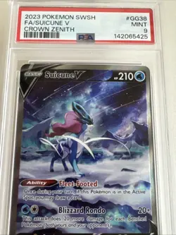 Suicune V Pokemon TCG Crown Zenith Full Art Gallarian Gallery GG38/GG70 PSA 9 - Image 2