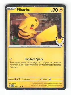 Pikachu (Pokemon Day 2026) 051/162 Holo Pokemon NM W/ Swirl top right - Image 1