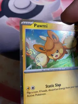 Pokemon TCG Promo SVP 040 Cosmos Holographic Pawmi w Swirl & HD Swirl NM - Image 2