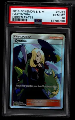 Pokemon Cynthia Hidden Fates Full Art #SV82 PSA 10 Gem Mint - Image 1