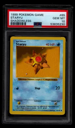 1999 Pokemon Base Set Unlimited Shadowless STARYU 65/102 - PSA 10 GEM MINT - Image 1