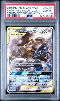 2019 POKEMON SM BLACK STAR PROMO #SM192 LUCARIO & MELMETAL GX PSA 10 GEM MINT - Image 1