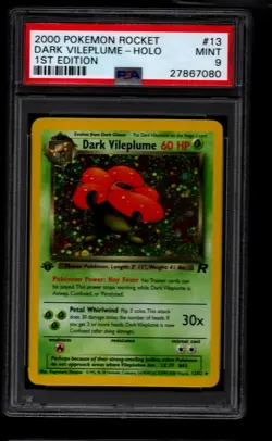2000 POKEMON ROCKET 1ST EDITION #13 DARK VILEPLUME-HOLO PSA 9 - Image 1