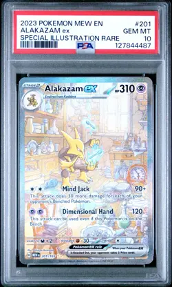 2023 POKEMON MEW EN-151 ILLUSTRATION RARE #201 ALAKAZAM EX PSA 10 GEM MINT - Image 1