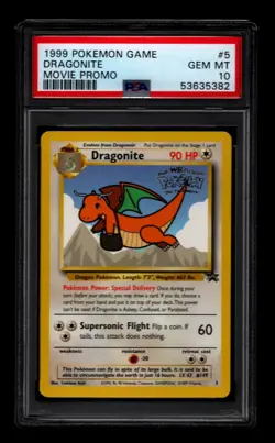 1999 POKEMON GAME MOVIE MOVIE PROMO #5 DRAGONITE PSA 10 - Image 1
