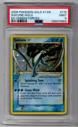 2005 POKEMON EX UNSEEN FORCES GOLD STAR #115 SUICUNE-HOLO PSA 9 - Image 1