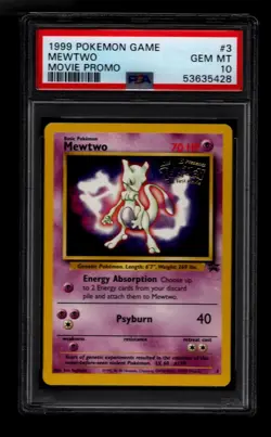 PSA 10 GEM MINT Mewtwo Black Star Promo 3 Pokemon First Movie Stamped Promo - Image 1