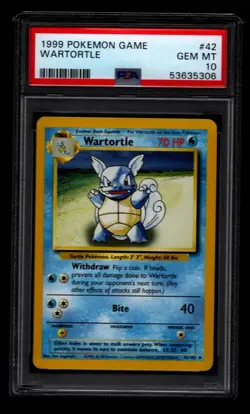 1999 Pokemon Base Set Unlimited Wartortle #42 PSA 10 GEM MINT - Image 1