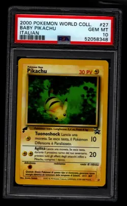 2000 Pokemon World Collection Baby Pikachu PSA 10 Italian #27 GEM MINT - Image 1
