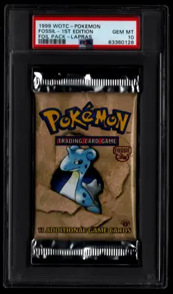 1999 WOTC Pokemon Fossil 1st Edition Sealed Foil Pack LAPRAS PSA 10 - Image 1