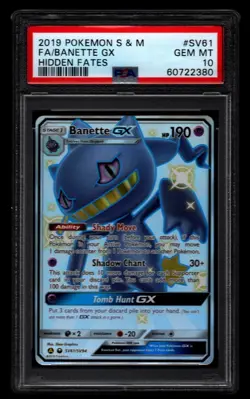 2019 POKEMON SUN & MOON HIDDEN FATES #SV61 FULL ART/BANETTE GX PSA 10 - Image 1
