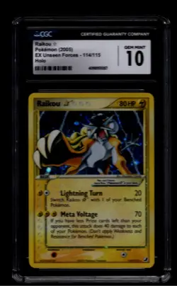 2005 Pokemon Ex Unseen Forces Raikou Gold Star Holo #114 CGC 10 - Image 1