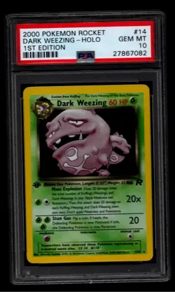 2000 Pokemon Rocket PSA 10 Dark Weezing Holo 1st Edition WOTC - GEM MINT - Image 1