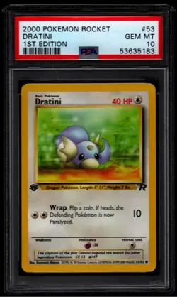 Pokemon 2000 Dratini Team Rocket 1st Edition #53 PSA 10 Gem Mint - Image 1