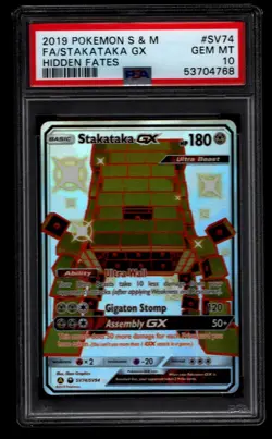 Pokemon Hidden Fates Stakataka GX SV74 PSA 10 GEM MINT - Image 1