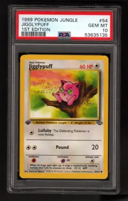 JIGGLYPUFF PSA 10 GEM MINT 1ST EDITION 1999 POKEMON JUNGLE #54 - Image 1