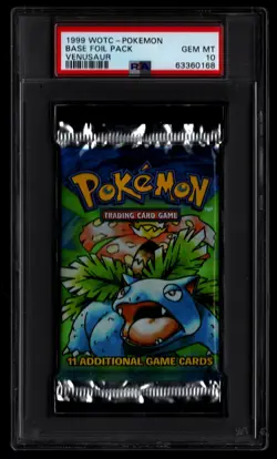 PSA 10 Pokemon Base Set Booster Pack Venusaur Art Thin Font 1999 WotC - Image 1