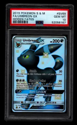 Pokemon Umbreon GX Hidden Fates Full Art #SV69 PSA 10 Gem Mint - Image 1