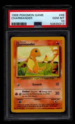 pokemon Charmander 046/102 Base Set Unlimited 1999 Regular PSA 10 - Image 1