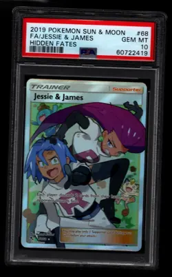 PSA 10 2019 Pokemon Sun & Moon Hidden Fates #68 Full Art Jessie & James - Image 1