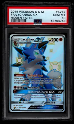 PSA 10 Lycanroc GX SV67/SV94 Hidden Fates: Shiny Vault Sun & Moon Pokemon 2019 - Image 1