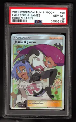 PSA 10 2019 Pokemon Sun & Moon Hidden Fates #68 Full Art Jessie & James - Image 1