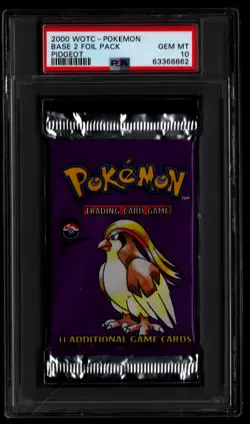 2000 Vintage WOTC Pokemon Base Set 2 Foil Booster pack pidgeot PSA GEM MINT 10 - Image 1