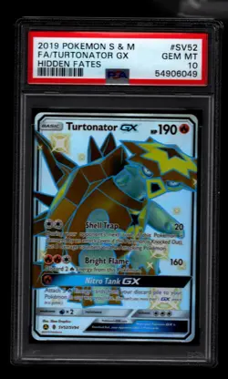 Pokemon Turtonator GX Hidden Fates Full Art #SV52 PSA 10 Gem Mint - Image 1