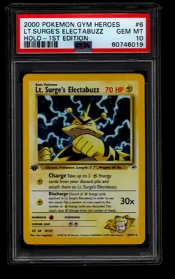 2000 POKEMON GYM HEROES HOLO-1ST ED #6 LT. SURGE'S ELECTABUZZ PSA 10 - Image 1