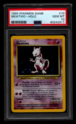 1999 POKEMON BASE SET UNLIMITED #10 MEWTWO-HOLO PSA 10 - Image 1