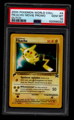 Pikachu 2000 Pokemon World Collection Dutch #4 Pikachu Movie Promo PSA 10 Gem - Image 1