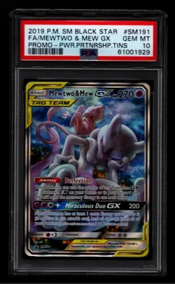 Pokemon Mewtwo & Mew GX #SM191 Promo Tag Team PSA 10 - Image 1