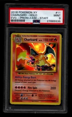 Pokemon XY Evolutions 2016 Prerelease Staff #11 Charizard PSA 9 MINT - Image 1