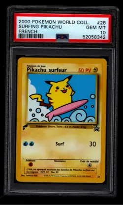 Pokemon Pikachu Surfing Promo Card #28 World Collection FRENCH PSA 10 GEM MINT - Image 1