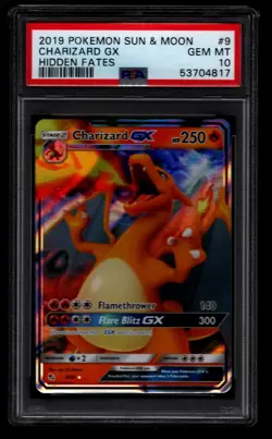 2019 Pokemon Sun and Moon Charizard GX Hidden Fates Card 9/68 PSA 10 GEM MINT - Image 1
