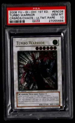 YuGiOh PSA 10 Turbo Warrior CSOC-EN038 Ultimate Rare 1st Edition CROSSROAD - Image 1