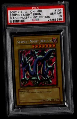PSA 10 Gem Mint Yugioh Serpent Night Dragon MRL-103 1st Edition Secret - Image 1