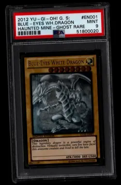 YUGIOH PSA 9 MINT Blue-Eyes White Dragon GLD5-EN001 Ghost Rare 1st Edition - Image 1