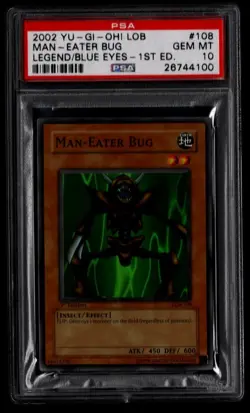 LEGEND OF THE BLUE EYES LOB-108 1ST EDITION MAN-EATER BUG PSA 10 YUGIOH 2002 - Image 1