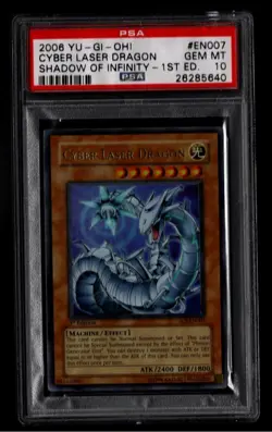 2006 YU-GI-OH SOI-SHADOW OF INFINITY EN007 CYBER LASER DRAGON 1ST EDITION PSA 10 - Image 1