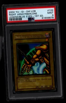 Yu-Gi-Oh! 2002 Right Arm of the Forbidden One LOB-122 1st Edition PSA 9 - Image 1
