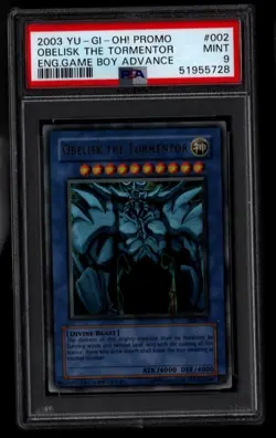 Yugioh PSA 9 MINT Obelisk the Tormentor GBI-002 Ultra Rare GBA Promo 2003 - Image 1