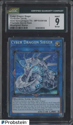 Yu-Gi-Oh! Cyber Dragon Sieger MP19-108 Prismatic Misaligned Stamp Error CGC 9 - Image 1