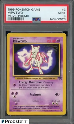 2022 One Piece Japanese 1999 Pokemon Game Movie #3 Mewtwo Movie Promo PSA 9 - Image 1