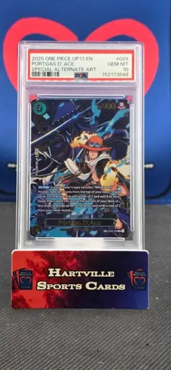 2025 ONE PIECE OP13 PORTGAS D. ACE SP PSA 10 💎 EB02 028 ENGLISH SPECIAL ALT ART - Image 1